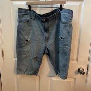 Levi's 541 Jean Shorts Mens Size 44 Blue Medium Wash Cut Off Distressed Thrashed
